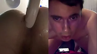 Gay riding increased by sucking dildo